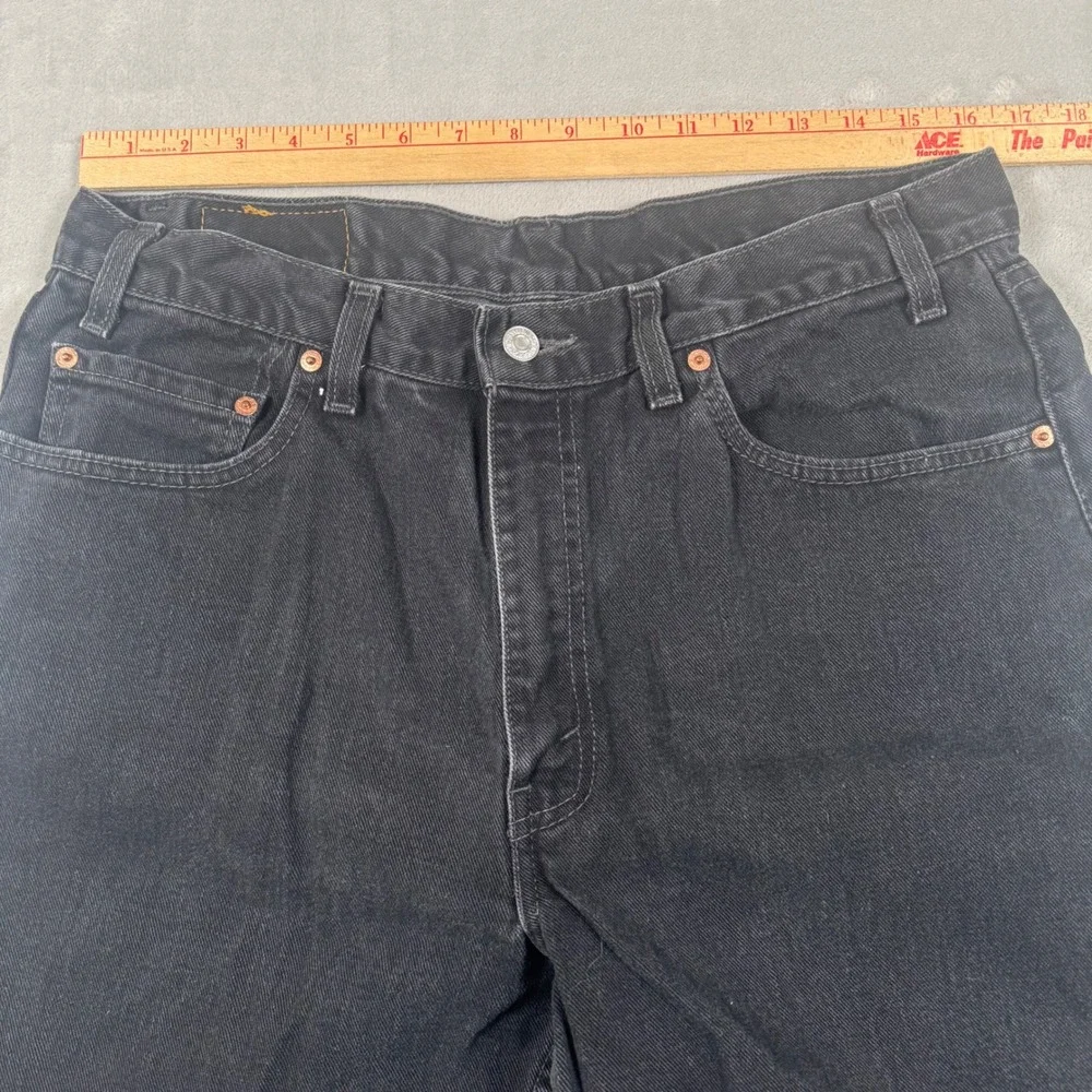 Vintage Levi's 550 Relaxed Fit Jeans Men 36x30 Black Tapered Leg Denim Y2K Hole*